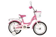Велосипед  NOVATRACK 14" BUTTERFLY розовый, тормоз нож, крылья и багаж хром, корз, полн защ.