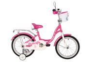 Велосипед  NOVATRACK 16" BUTTERFLY розовый, тормоз нож, крылья и багаж хром, корз, полн защ.цеп