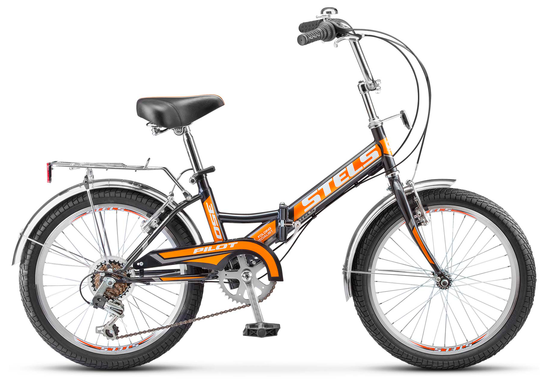 Велосипед 20 складной STELS Pilot 350 (2018) количество скоростей 6 рама сталь 13 черный/оранжевый